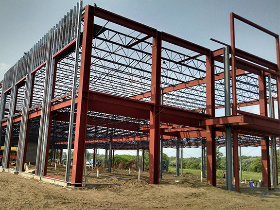 Structural steel building frame